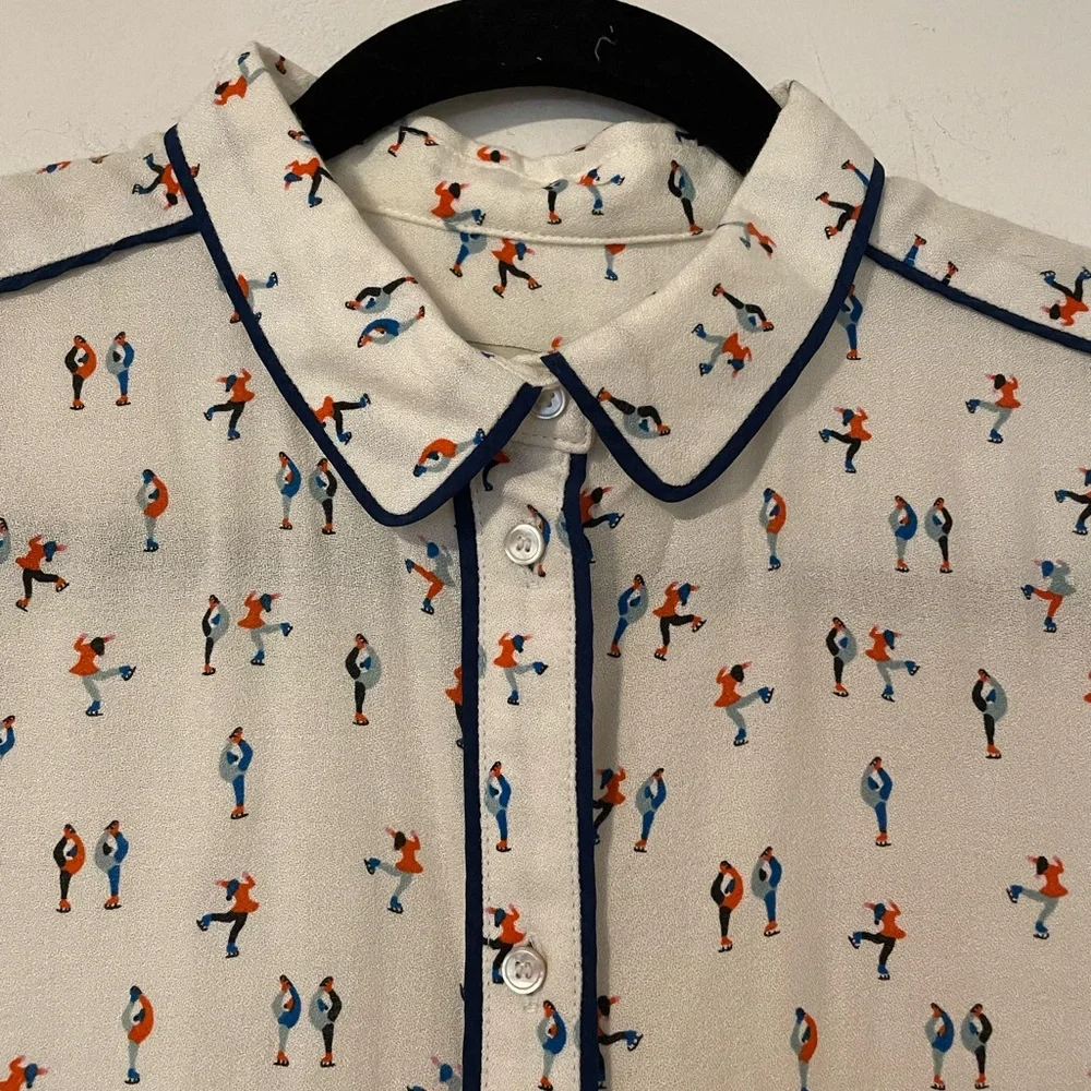 French Button Up Blouse with Figure Stakers Brand Acoté - Picture 1 of 9